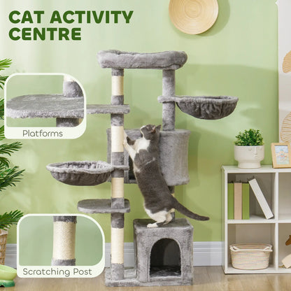 52.5" Cat Tree Tower, Scratching Posts, Condos, Bed, Grey Cat Towers at Gallery Canada