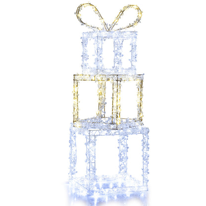 Stacked Lighted Gift Boxes, Set Of 3, Pre-Lit Christmas Present Box Lights Christmas Decor & Accessories at Gallery Canada