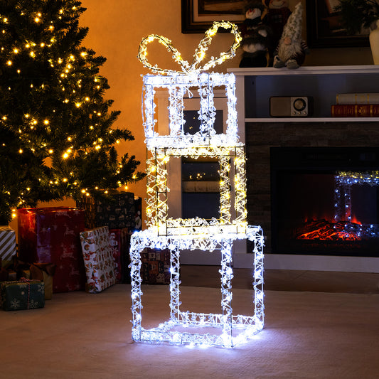 Stacked Lighted Gift Boxes, Set Of 3, Pre-Lit Christmas Present Box Lights Christmas Decor & Accessories Options at Gallery Canada