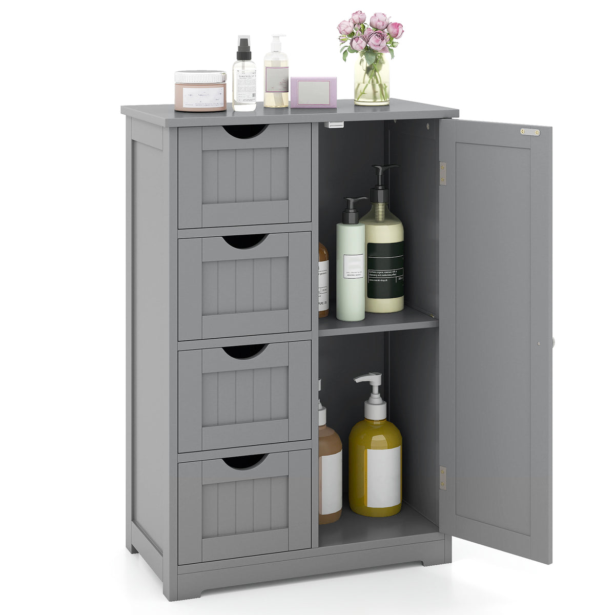 Wooden Cabinet With 4 Drawers, Gray Floor Cabinets at Gallery Canada