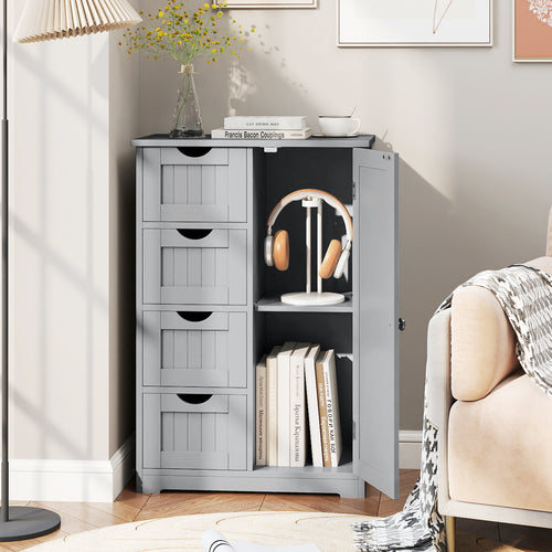 Wooden Cabinet With 4 Drawers, Gray