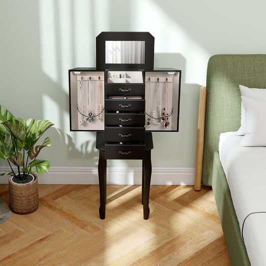 Standing Jewelry Box with 4 Drawers and 2 Side Doors, Black Jewelry Armoires Black at Gallery Canada