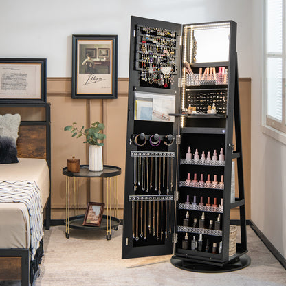 Standing Jewelry Cabinet, Adjustable LED Lights, Black Jewelry Armoires at Gallery Canada