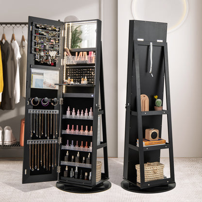 Standing Jewelry Cabinet, Adjustable LED Lights, Black Jewelry Armoires at Gallery Canada