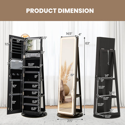 Standing Jewelry Cabinet, Adjustable LED Lights, Black Jewelry Armoires at Gallery Canada