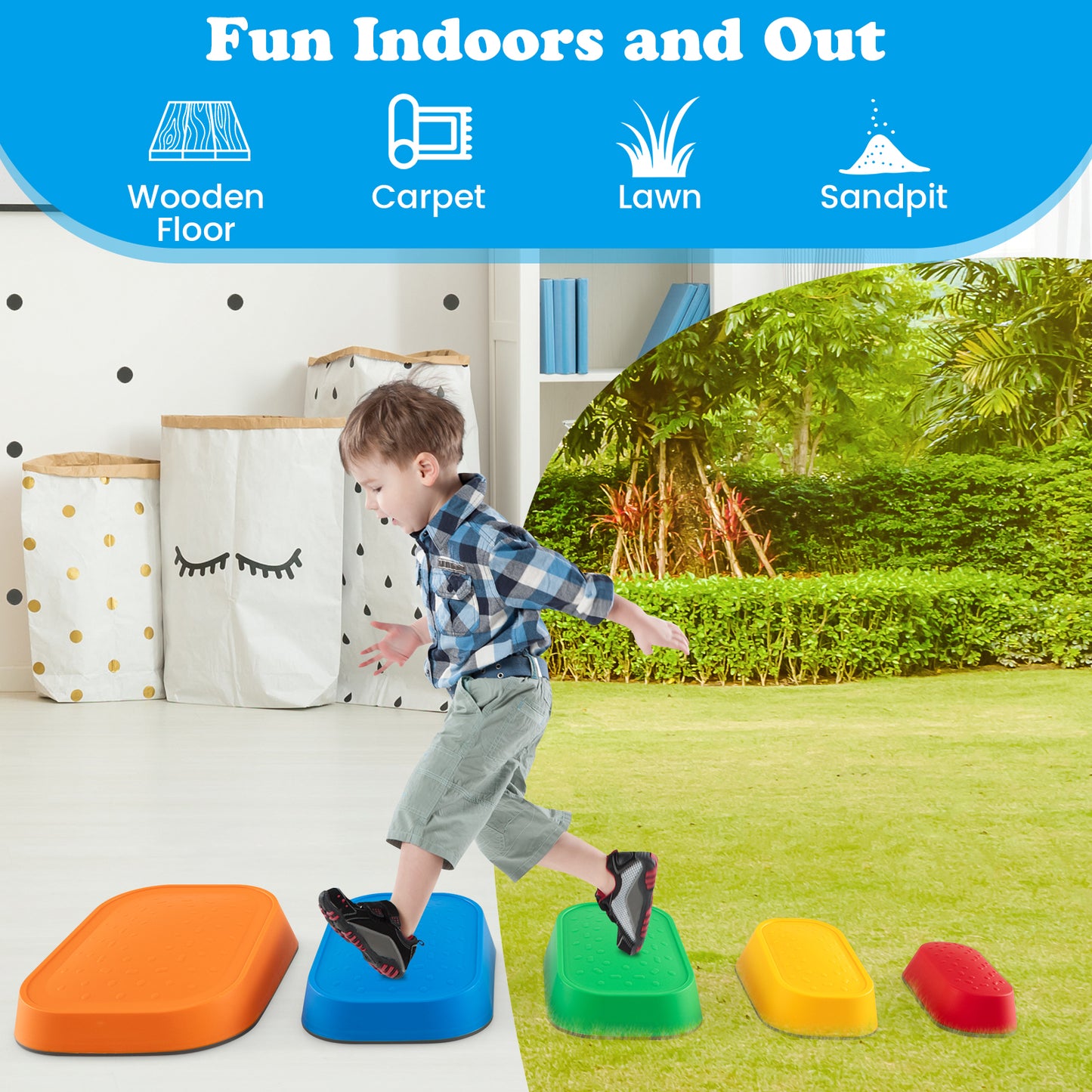 Kids Stepping Stones, 5Pcs Non-Slip River Stone Set, Multicolor Toy Sports at Gallery Canada