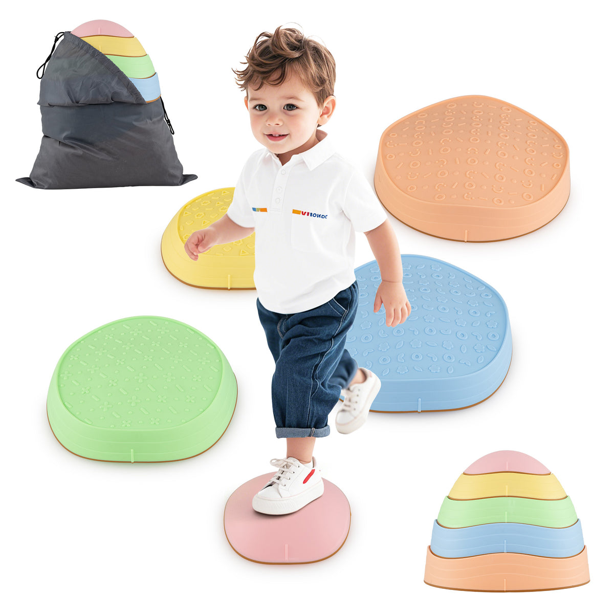 Kids Stepping Stones, 5 PCS Non-Slip Balance Stones, Macaron Toy Sports at Gallery Canada