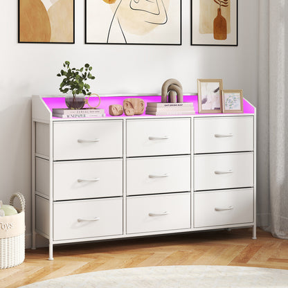 Storage Organizer with LED Lights, 9 Fabric Drawers, White Dressers & Chests at Gallery Canada