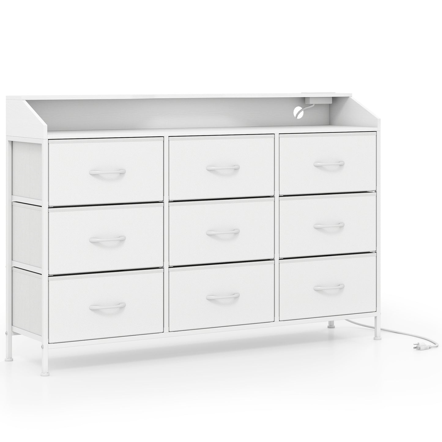 Storage Organizer with LED Lights, 9 Fabric Drawers, White Dressers & Chests White at Gallery Canada