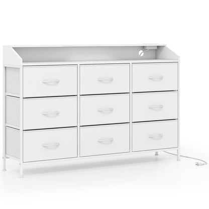 Storage Organizer with LED Lights, 9 Fabric Drawers, White Dressers & Chests White at Gallery Canada