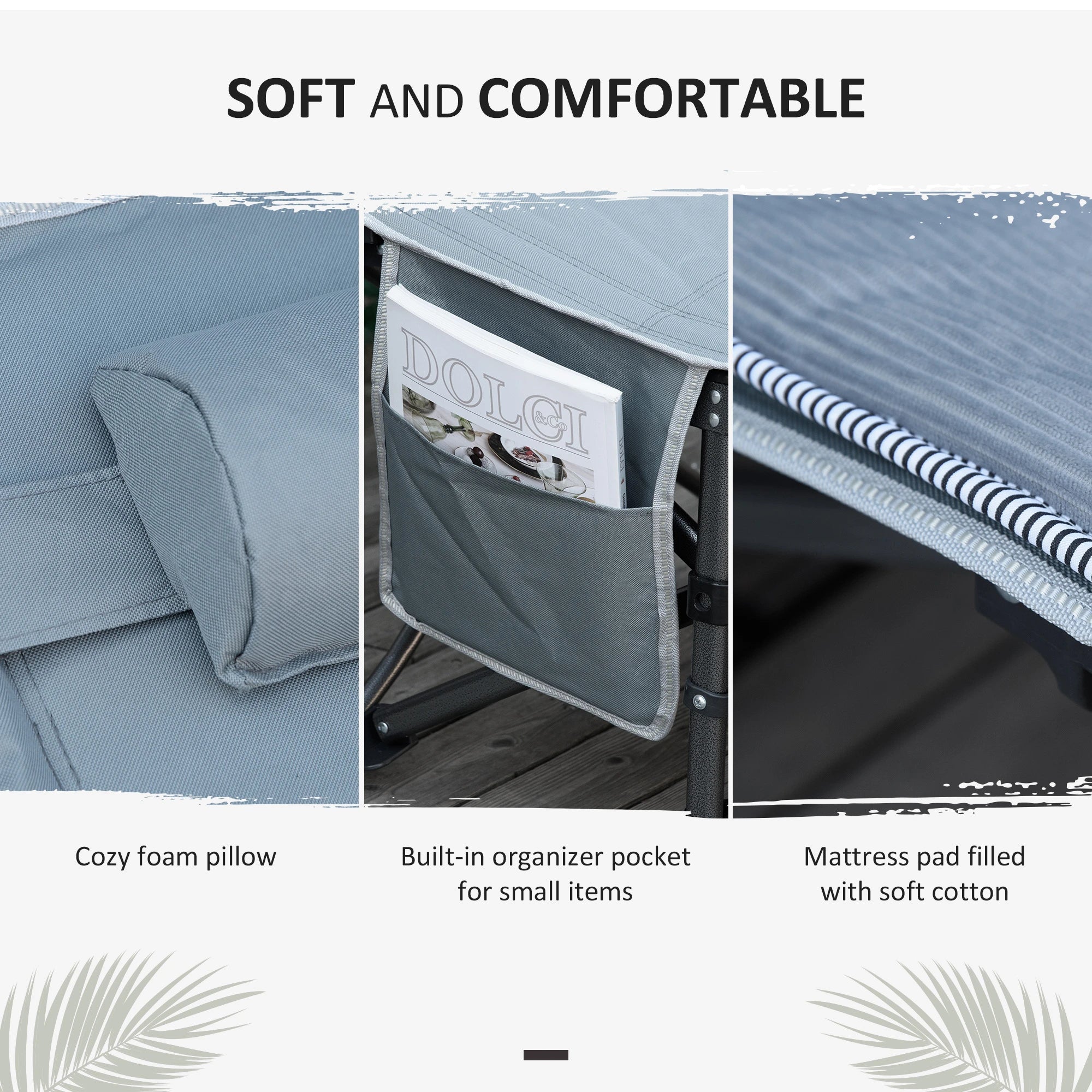 Folding Camping Cot With Mattress, Double Layer Oxford, Heavy Duty, Dark Grey Camping Cots at Gallery Canada