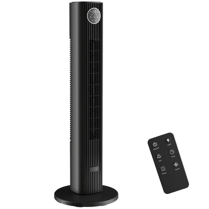 28dB Tower Fan, 12 Speeds, 4 Modes, 80° Oscillating, 12H Timer, Black Tower Fans at Gallery Canada