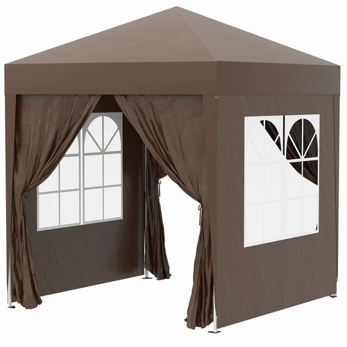 6.6'x6.6' Pop Up Canopy Tent, Instant Sun Shelter Gazebo, Coffee