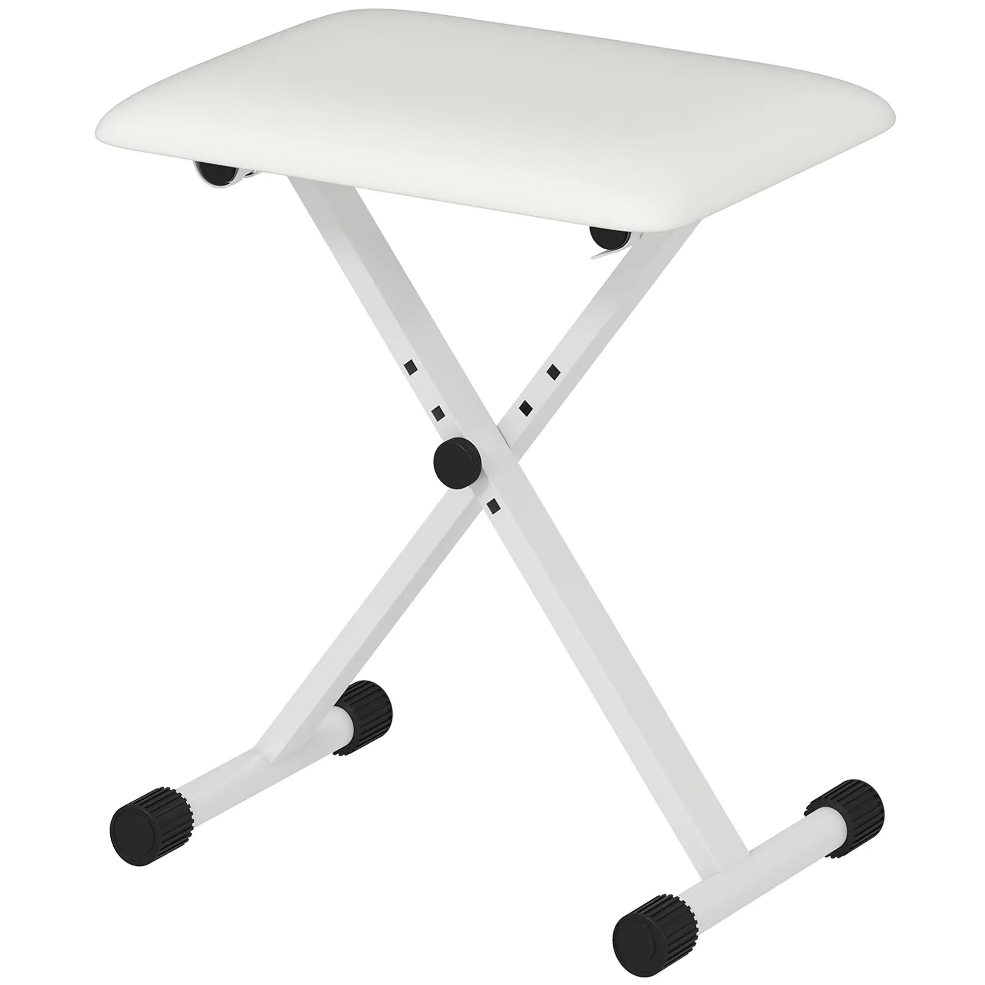 Adjustable Piano Bench, X-Style Folding Piano Stool with Padded Seat, Non-Slip Rubber Feet, Keyboard Chair, White Piano Benches White at Gallery Canada