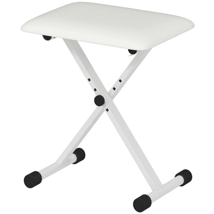 Adjustable Piano Bench, X-Style Folding Piano Stool with Padded Seat, Non-Slip Rubber Feet, Keyboard Chair, White Piano Benches White at Gallery Canada
