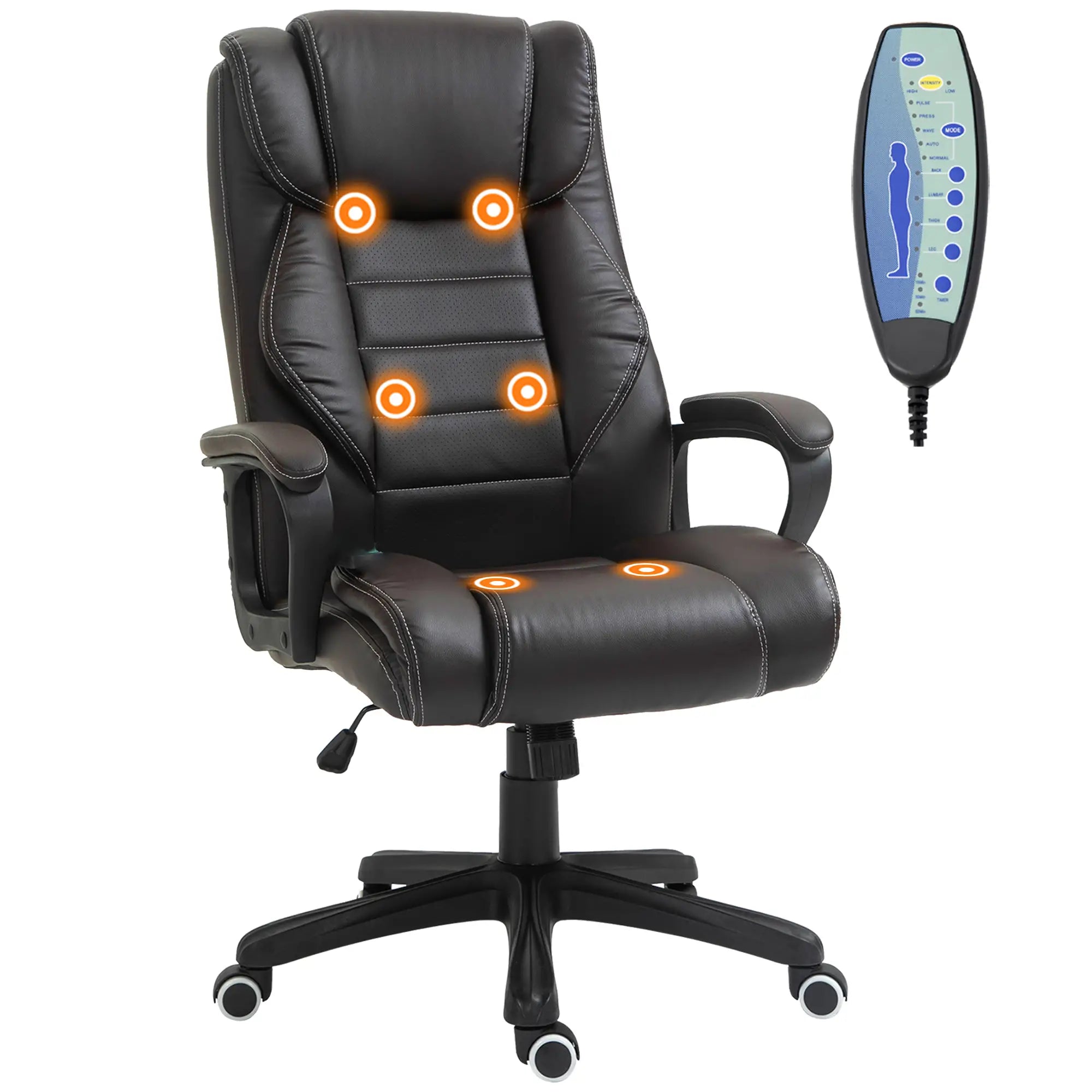 Massage Office Chair, High Back, 6-Point Vibration, Adjustable Height, Brown Massage Chairs Brown at Gallery Canada