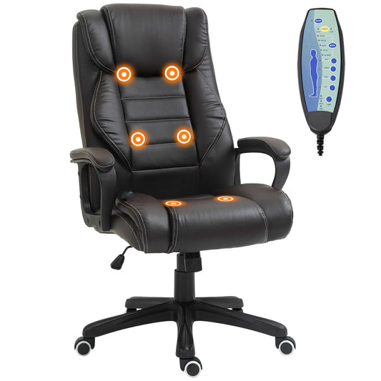 Massage Office Chair, High Back, 6-Point Vibration, Adjustable Height, Brown Massage Chairs Brown at Gallery Canada