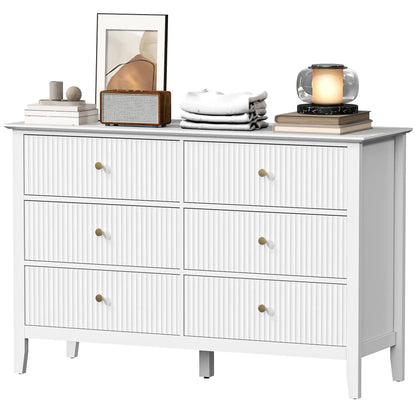 Modern 6 Drawer Dresser, Double Chest, White Storage Cabinets White at Gallery Canada