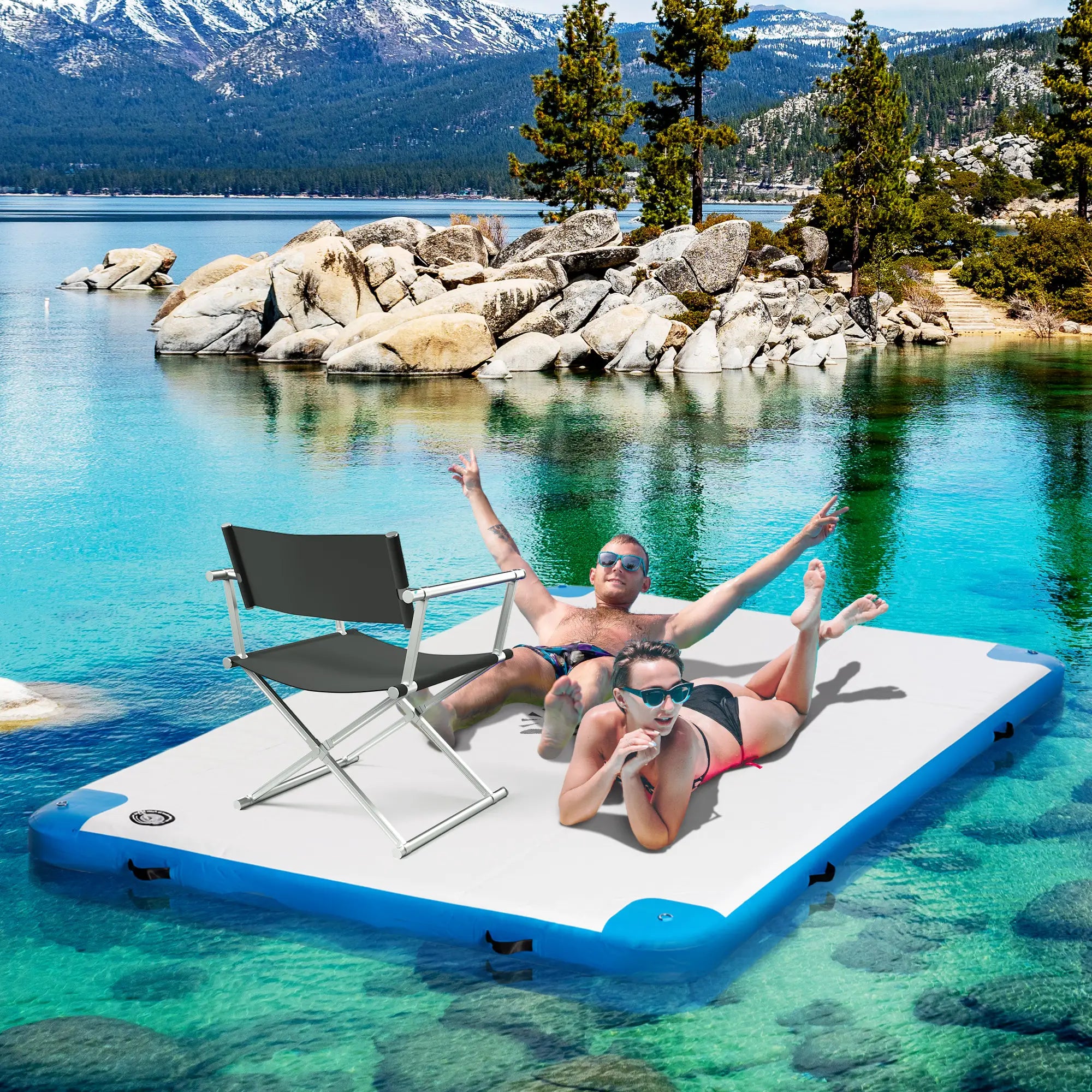 10' X 7' Floating Dock, Inflatable Island With Pump, Blue Floating Water Mats at Gallery Canada