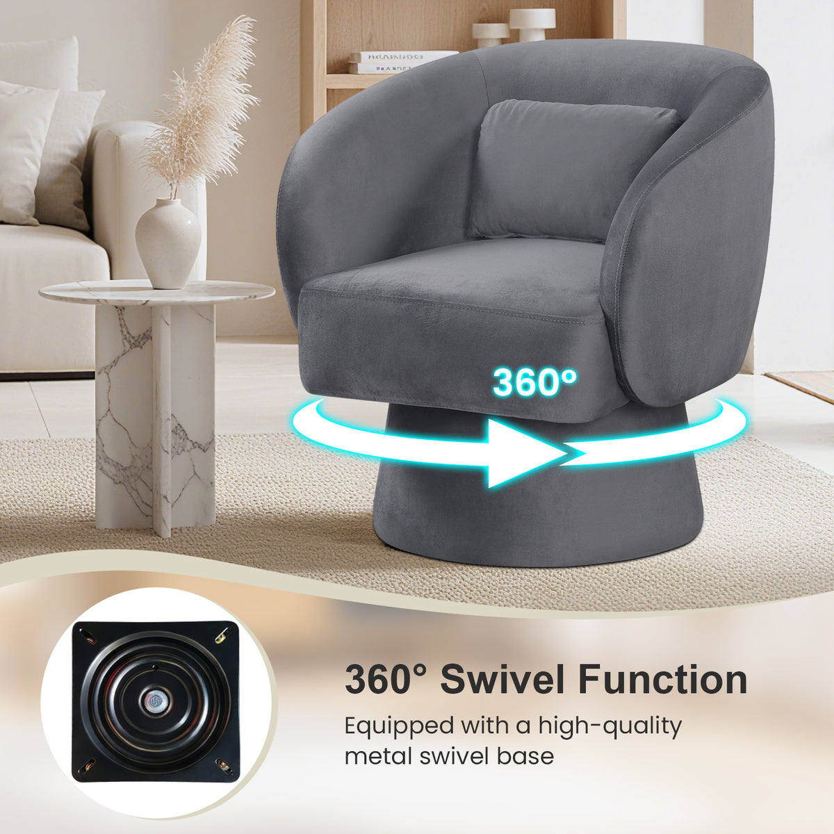 Swivel Accent Chair, Upholstered Barrel Chair, Gray Sofas & Loveseats at Gallery Canada