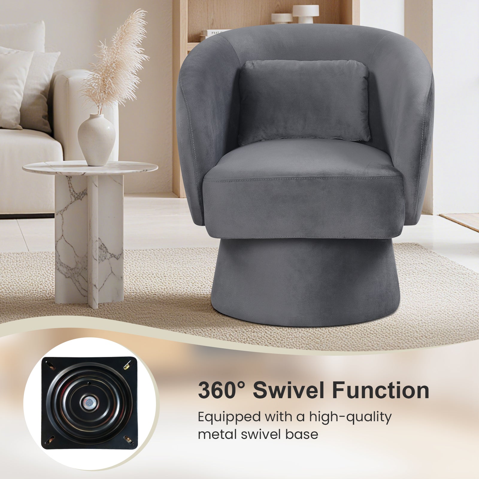 Swivel Accent Chair, Upholstered Barrel Chair, Gray Sofas & Loveseats at Gallery Canada