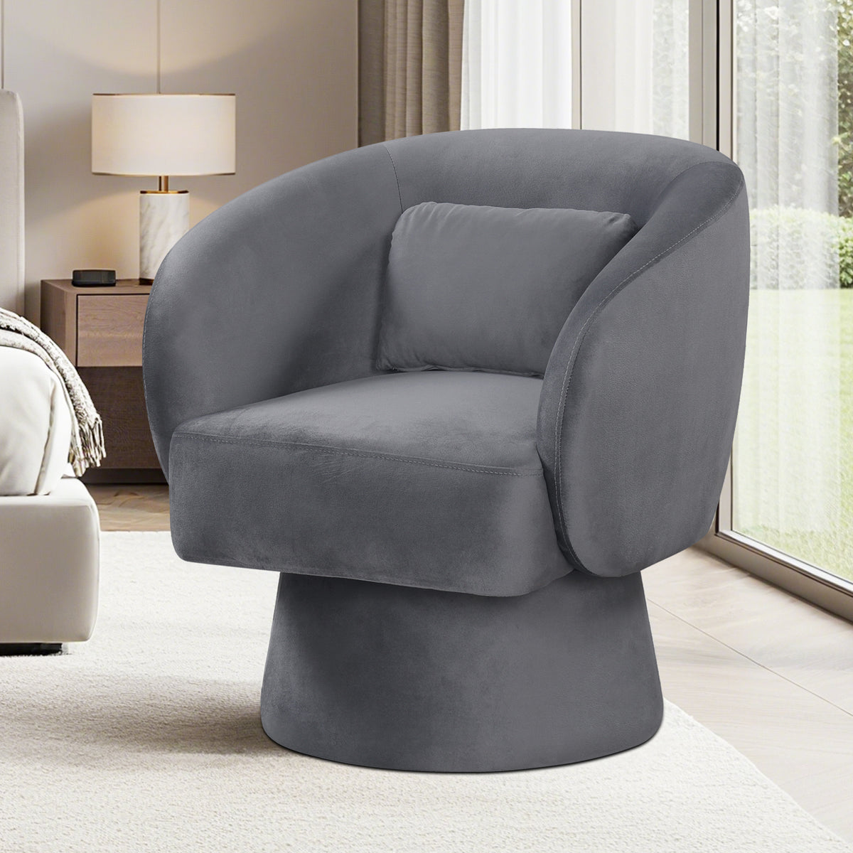 Swivel Accent Chair, Upholstered Barrel Chair, Gray Sofas & Loveseats at Gallery Canada