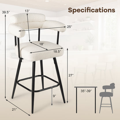 Swivel Bar Stool Set Of 2, Counter Height, White Bar Stools at Gallery Canada