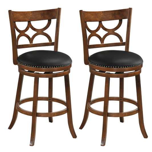 Swivel Bar Stools Set of 2 with High Backrest and Wood Frame-29 Inches, Espresso Bar Stools Espresso at Gallery Canada