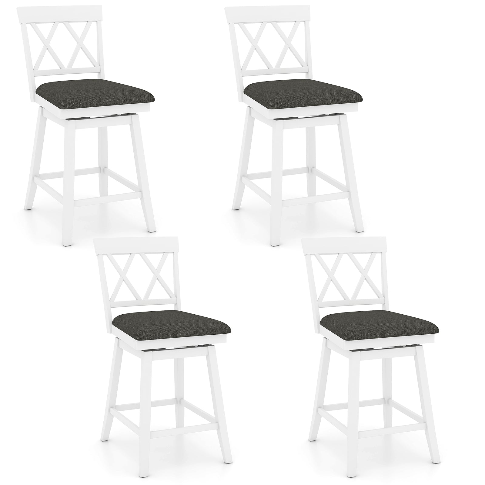 Swivel Bar Stools Set of 4 Counter Height Barstools with Backrest Upholstered Seat Cushion-24 inches Bar Stools at Gallery Canada