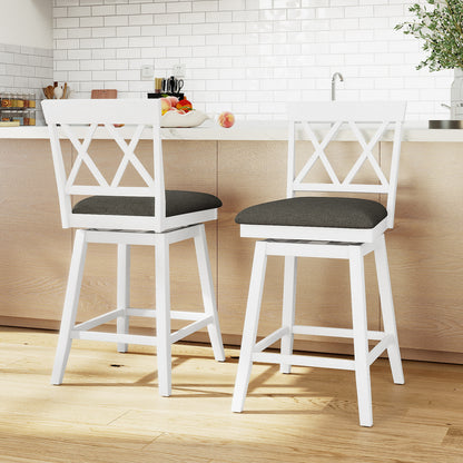Swivel Bar Stools Set of 4 Counter Height Barstools with Backrest Upholstered Seat Cushion-24 inches Bar Stools at Gallery Canada