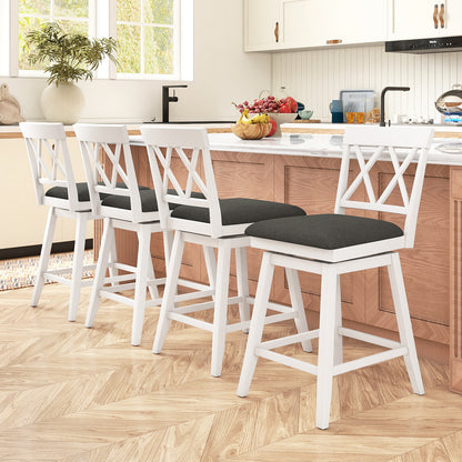 Swivel Bar Stools Set of 4 Counter Height Barstools with Backrest Upholstered Seat Cushion-24 inches Bar Stools at Gallery Canada
