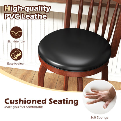 Swivel Bar Stools Set Of 2, 29 Inches, Faux Leather Upholstered, Black Bar Stools at Gallery Canada