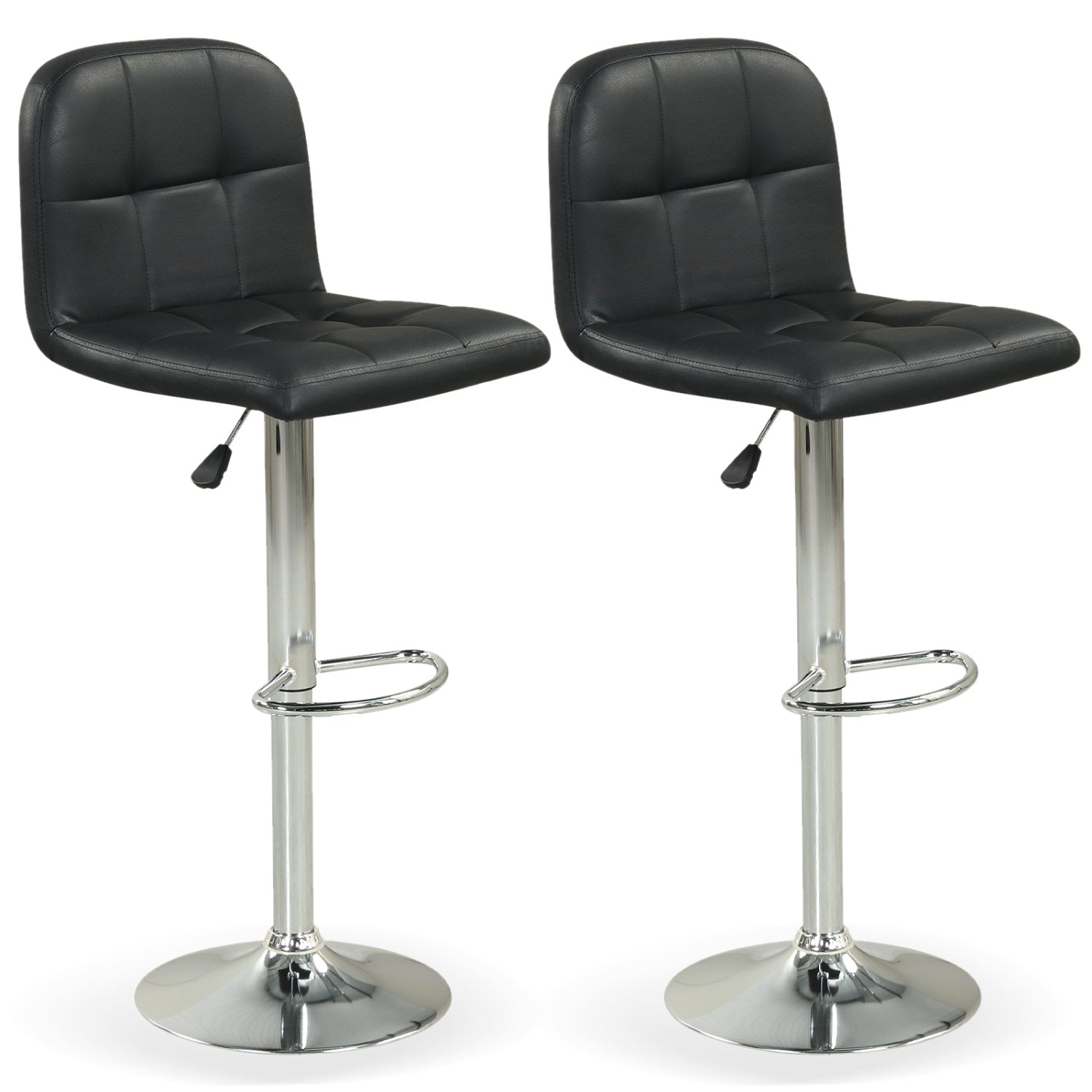 Swivel Bar Stools Set Of 2, With Footrests And Metal Base, Black Bar Stools Black at Gallery Canada