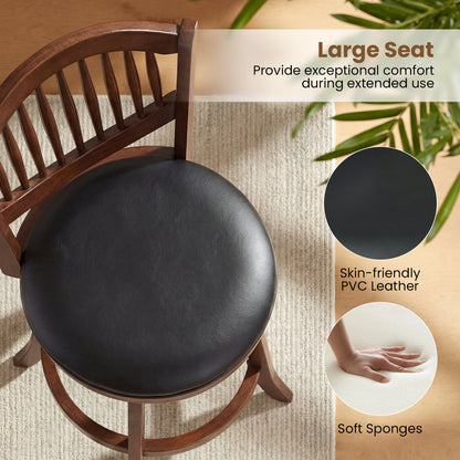 Swivel Bar Stools Set of 2 with Backrest and Wood Frame-25 Inches, Espresso Bar Stools at Gallery Canada