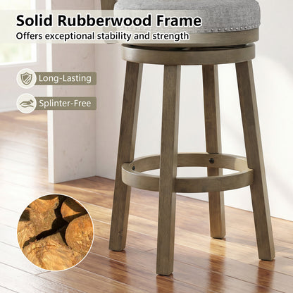 Swivel Bar Stools Set Of 2, 31.5 Inches, Linen Fabric Upholstered, Gray Bar Stools at Gallery Canada