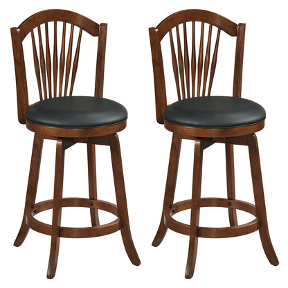 Swivel Bar Stool With Backrest, Wood Frame, 24 Inch Bar Stools at Gallery Canada