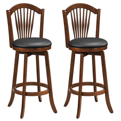 Swivel Bar Stools with Backrests, Wood Frame, 29" Bar Stools Expresso and Black at Gallery Canada