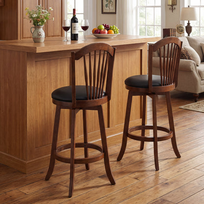 Swivel Bar Stools with Backrests, Wood Frame, 29" Bar Stools at Gallery Canada