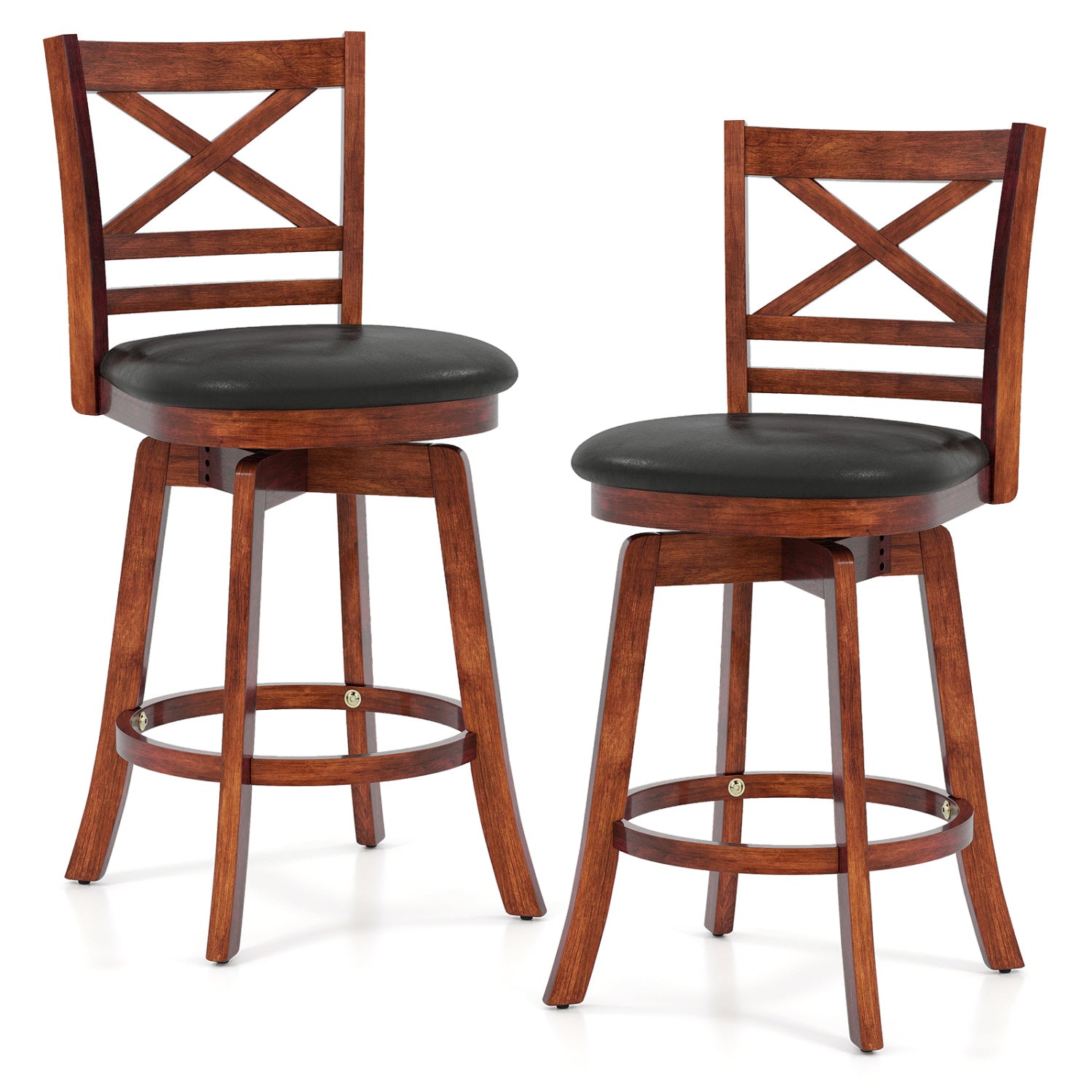 Swivel Barstools Set of 2 with Backrest and Footrest-24 Inches Bar Stools at Gallery Canada