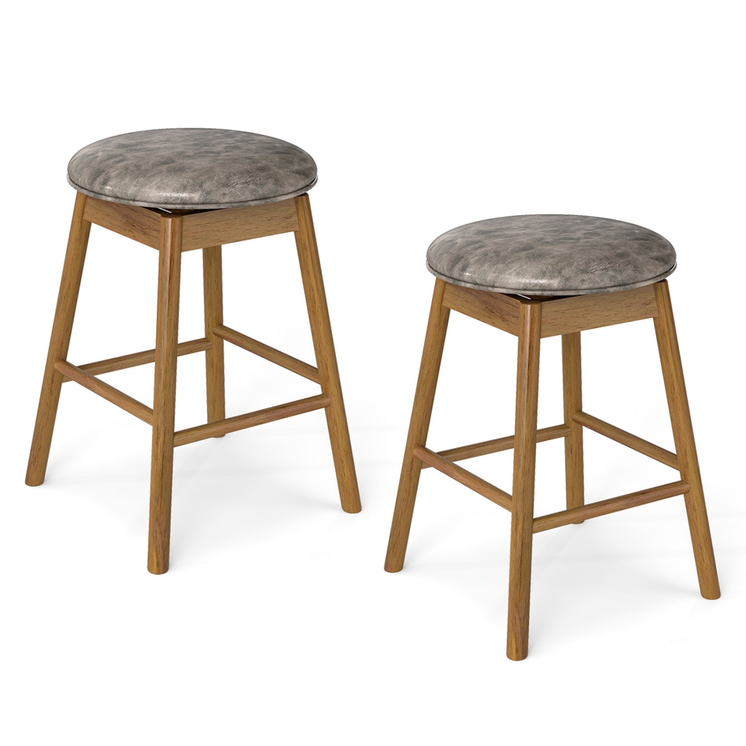 Swivel Counter Height Barstools with Solid Wood Legs and Footrests-Set of 2 Bar Stools Options at Gallery Canada