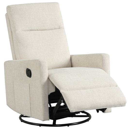 Swivel Rocking Chair 360° Recliner with Cushioned Back, Beige Floor Chairs Beige at Gallery Canada