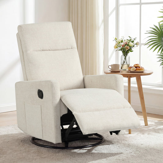 Swivel Rocking Chair 360° Recliner with Cushioned Back, Beige Floor Chairs Beige at Gallery Canada