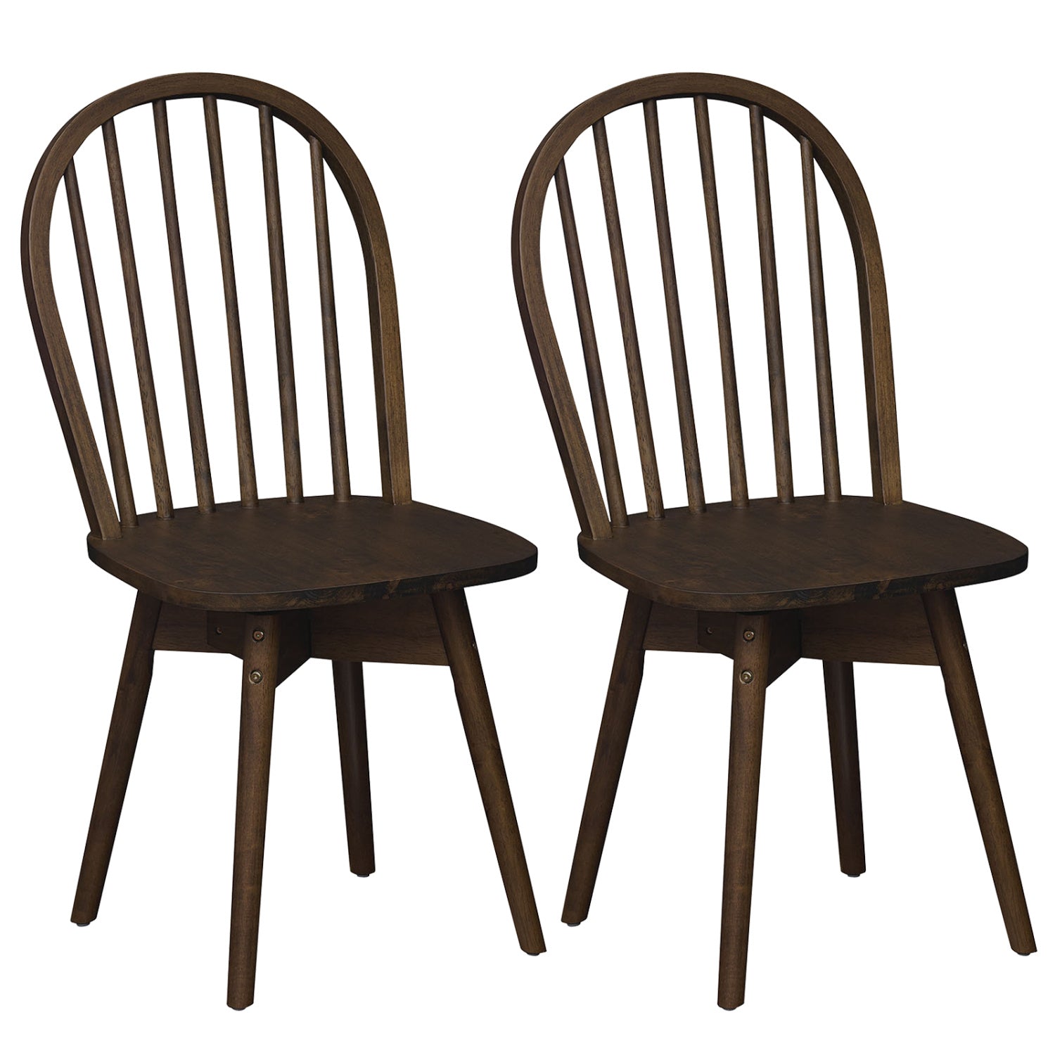 Swivel Windsor Dining Chairs Set of 2, Solid Rubber Wood Frame, Walnut Dining Chairs at Gallery Canada