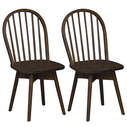 Swivel Windsor Dining Chairs Set of 2, Solid Rubber Wood Frame, Walnut Dining Chairs at Gallery Canada