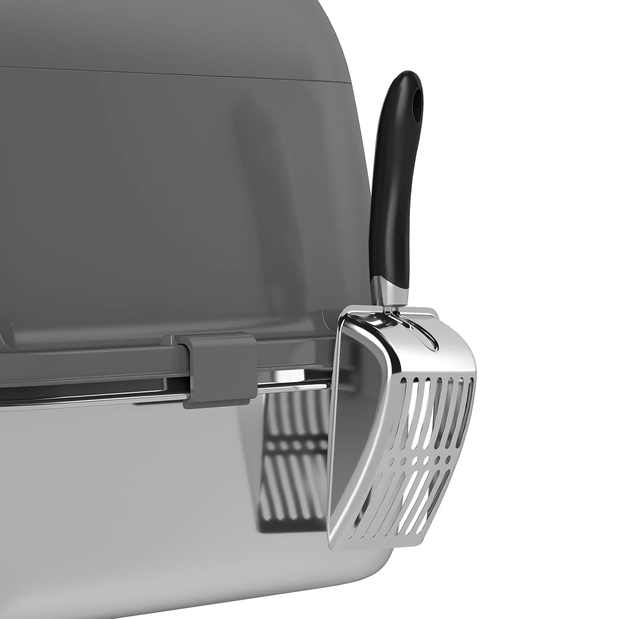 Enclosed Stainless Steel Litter Box with Scoop, Handle, Stainless Steel Cat Litter Box Enclosures at Gallery Canada