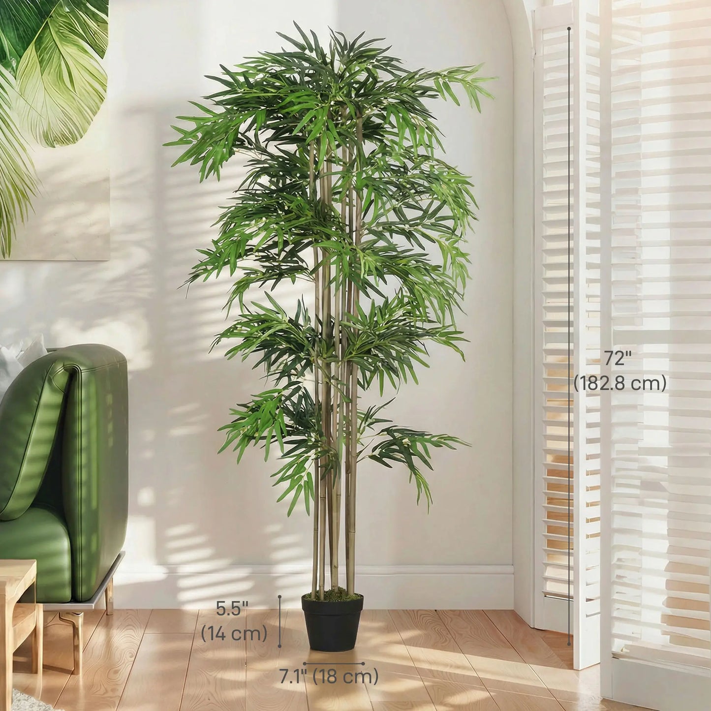 6FT Artificial Bamboo Tree, Fake Plant, 1530 Leaves, Green Artificial Trees at Gallery Canada