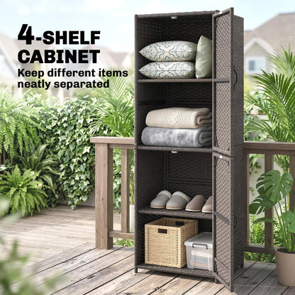 Wicker Outdoor Storage Cabinet, 4 Shelf Patio, Brown Patio Storage Boxes at Gallery Canada