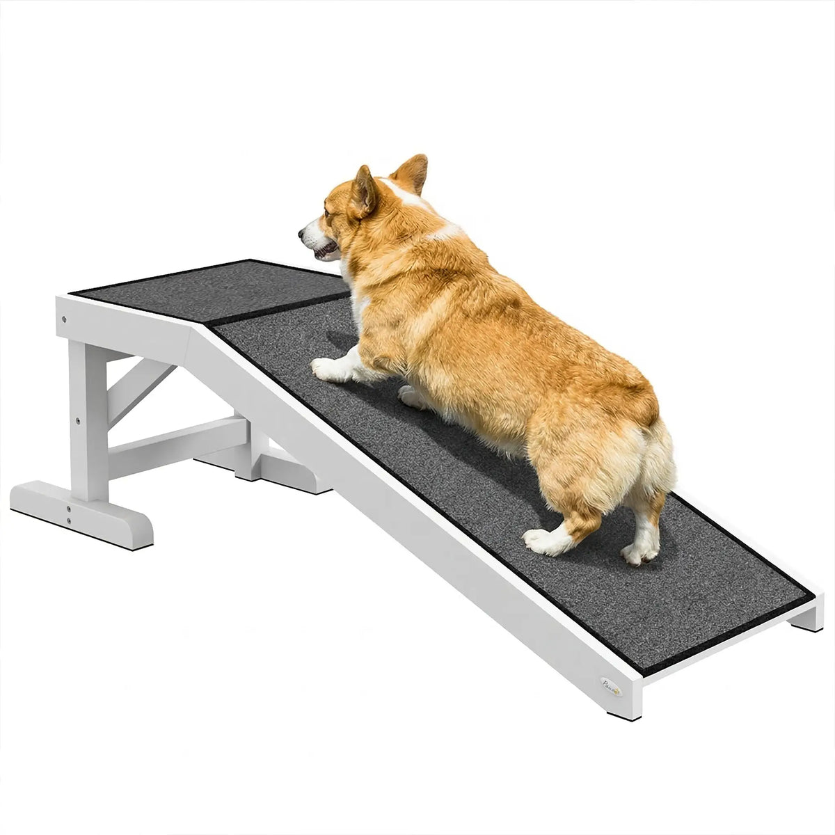 Pet Ramp, Dog Cat Bed Steps, Non-Slip Carpet, 49"L x 16"W x 14"H, White Grey Dog Stairs at Gallery Canada