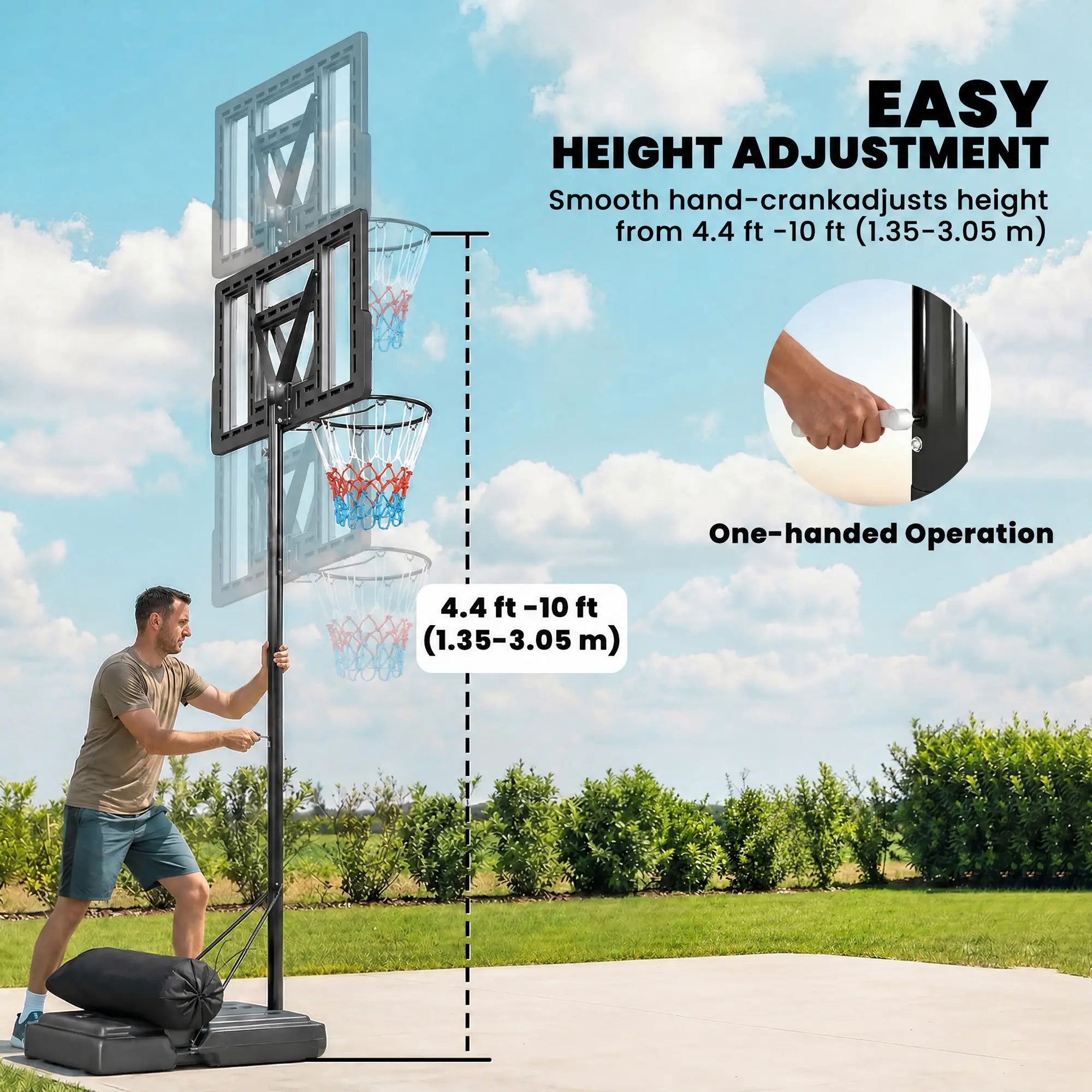 Adjustable Basketball Hoop Stand, 4.4-10 Ft, Shatterproof Backboard, Weight Bag Basketball at Gallery Canada