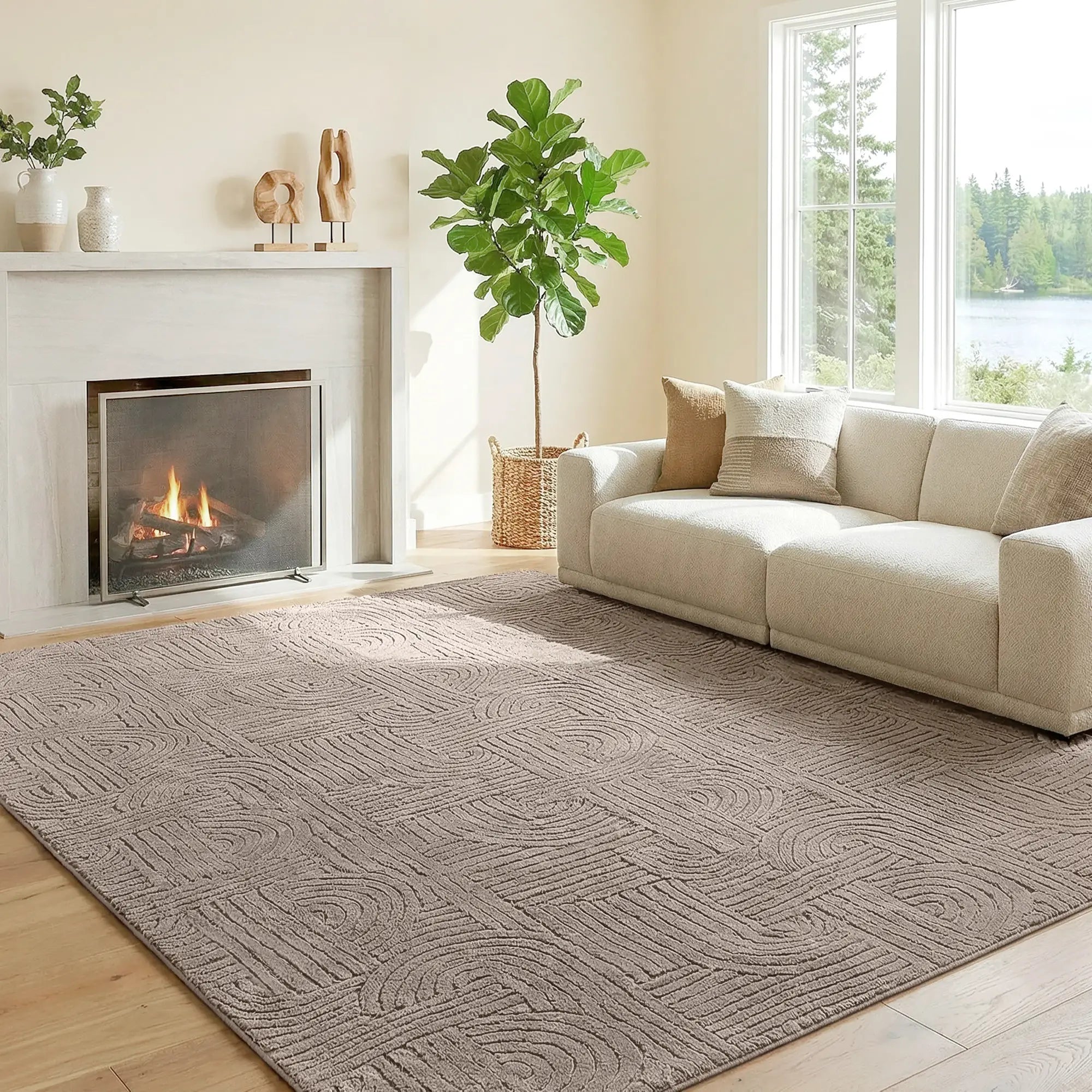 6x9 Faux Fur Rug, Non-Slip Carpet for Living Room, Bedroom, Tan Area Rugs at Gallery Canada